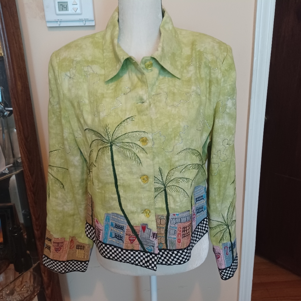 Women's vintage Anage brand embroided tropical jacket, blazer